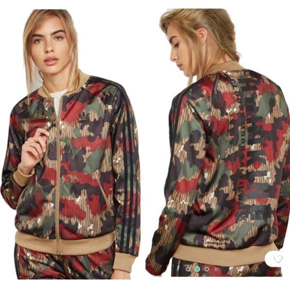 Adidas Limited ED Pharell Hu Hiking Camo Track Jacket Green Red Black Tan Small